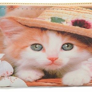 Bags - Kitten Hat Cute Bi-Fold Vegan Leather Wallet Wrist Bags - Kitten Hat Cute Bi-Fold Vegan Leather Wallet Wrist